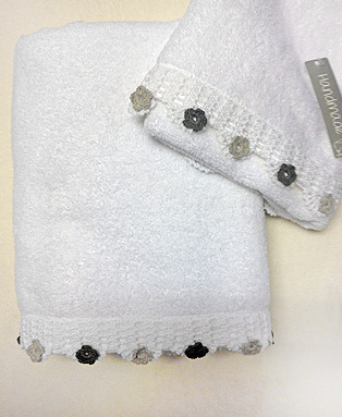 Bagno - Asciugamano Coppia 1+1 - Modello FUNKY - Variante Bianco